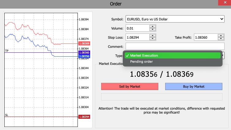 Order setup and authentication