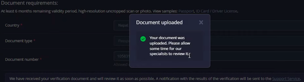 Pocket Option ID document upload