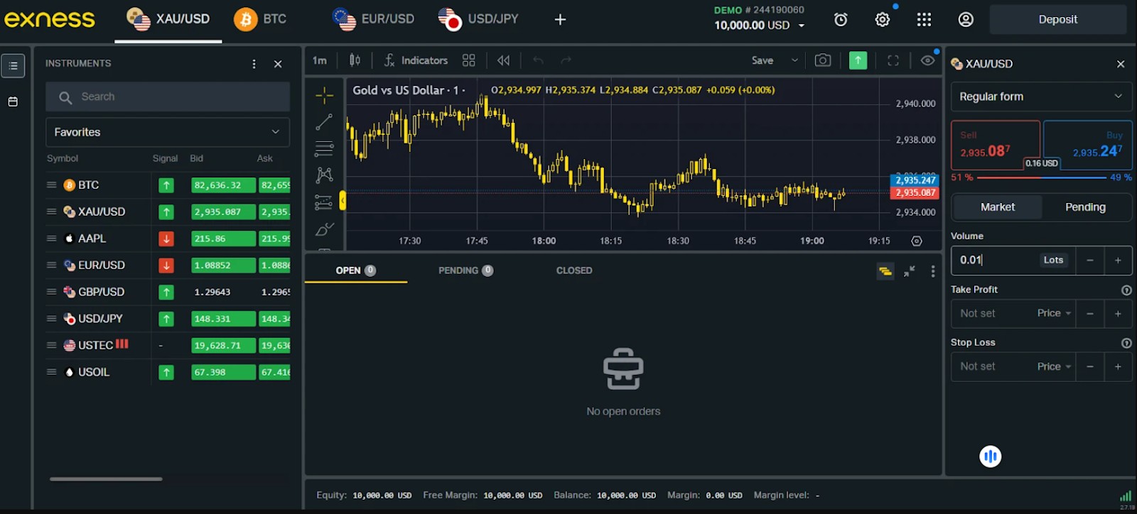 Exness Web Trading Terminal