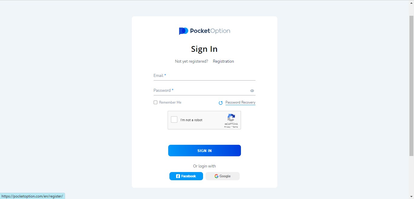 Як зареєструвати реальний рахунок Pocket Option