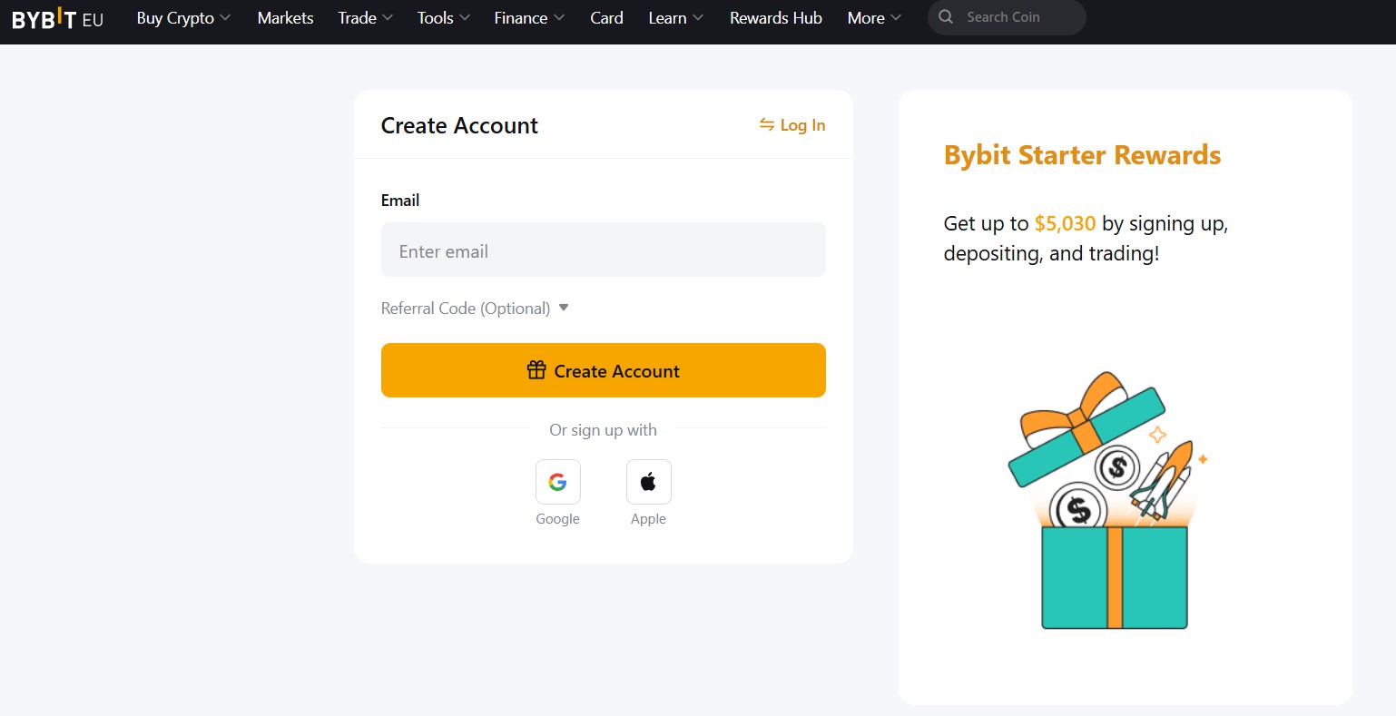 Регистрация на Bybit