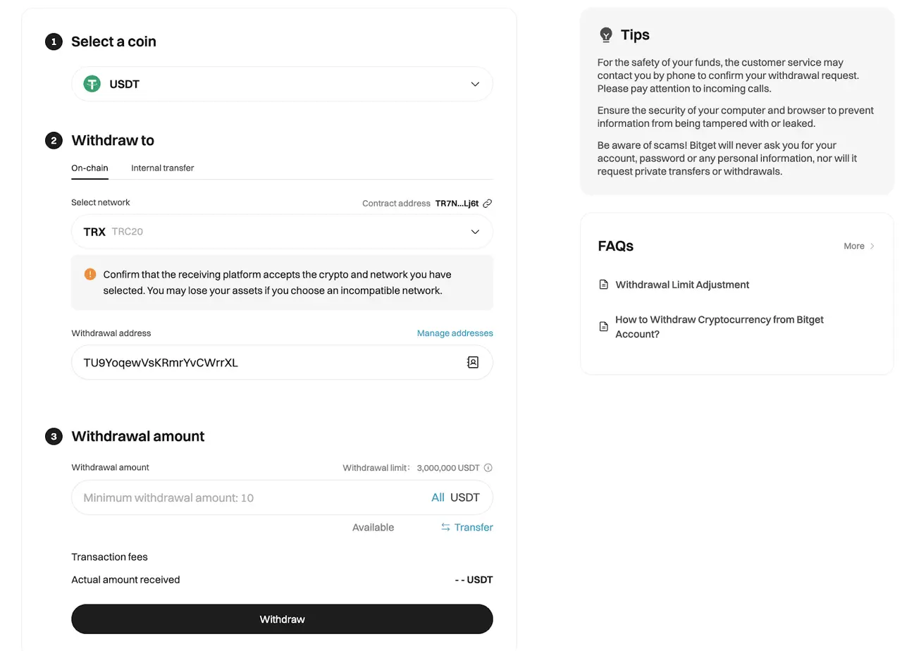 How to withdraw X Empire tokens from Bitget, Source: bitget.com