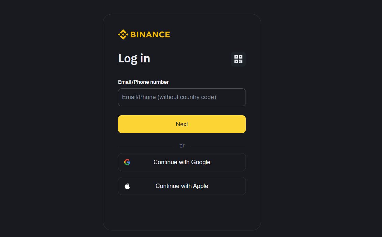 Open your Binance account