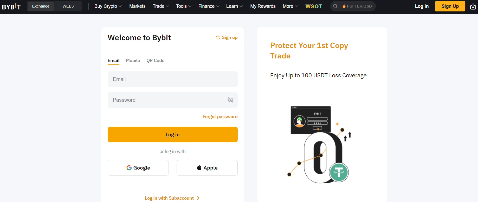 Log in to your Bybit account.