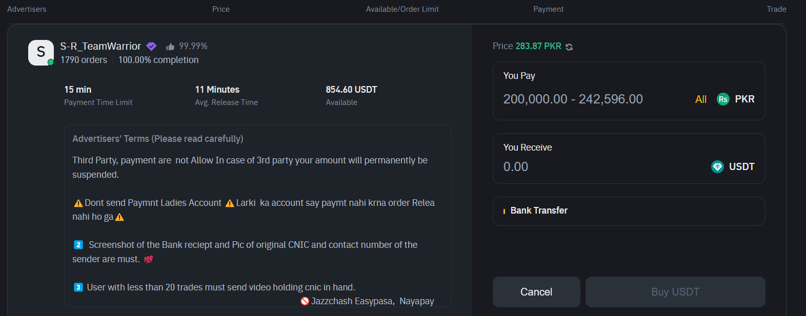Release the USDT