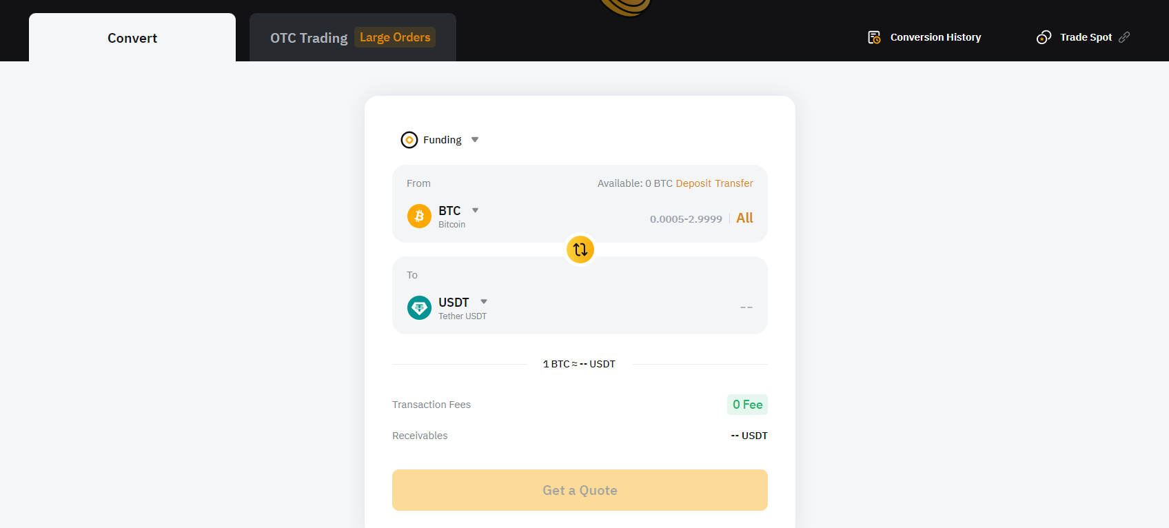 Select the trading pair, such as BTC/USDT or ETH/USDT