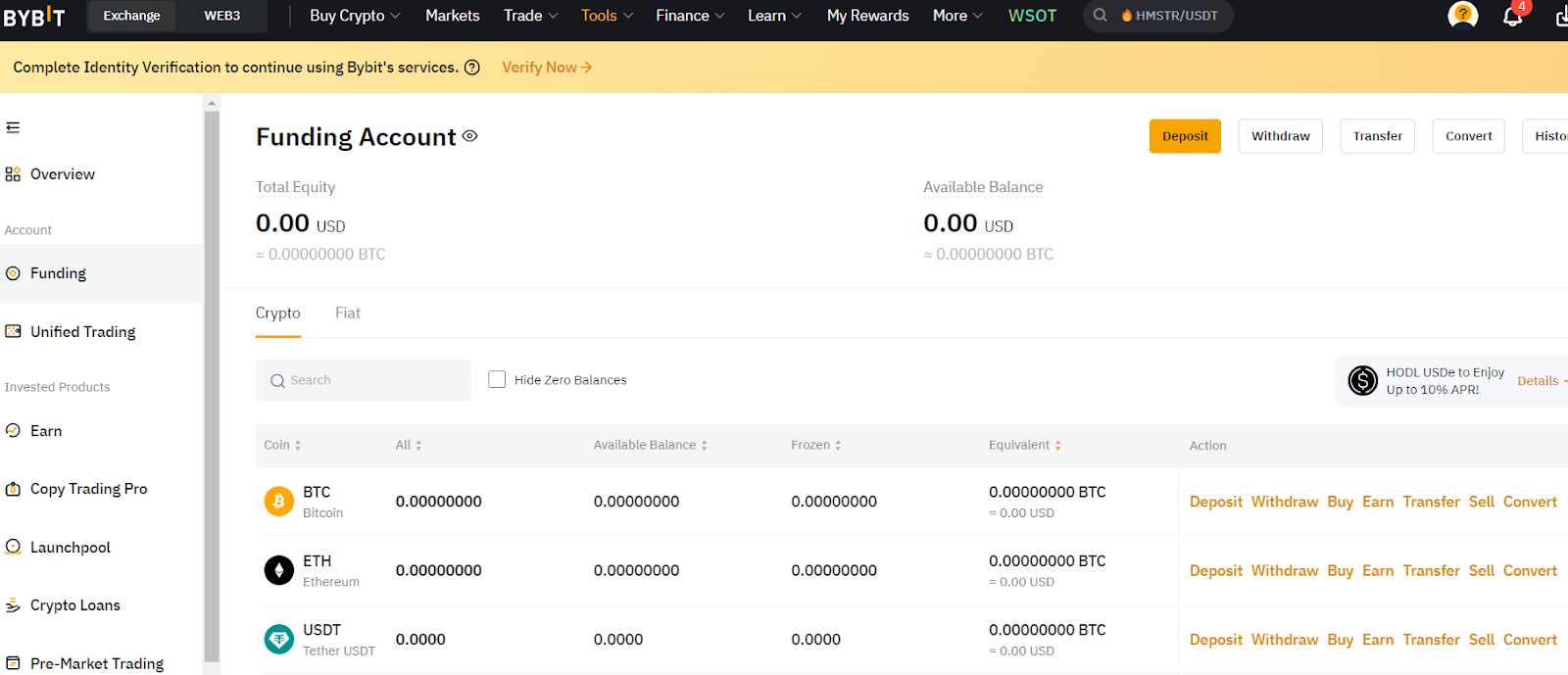 Assets section of Bybit