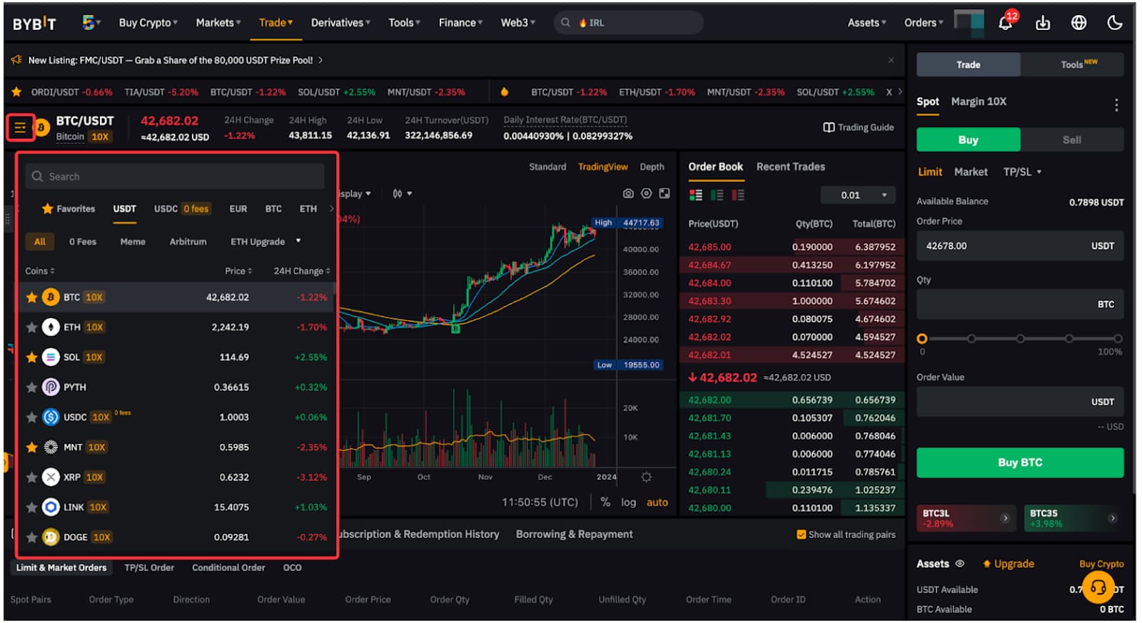 Bybit crypto pair search