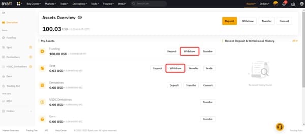 Bybit withdraw funds
