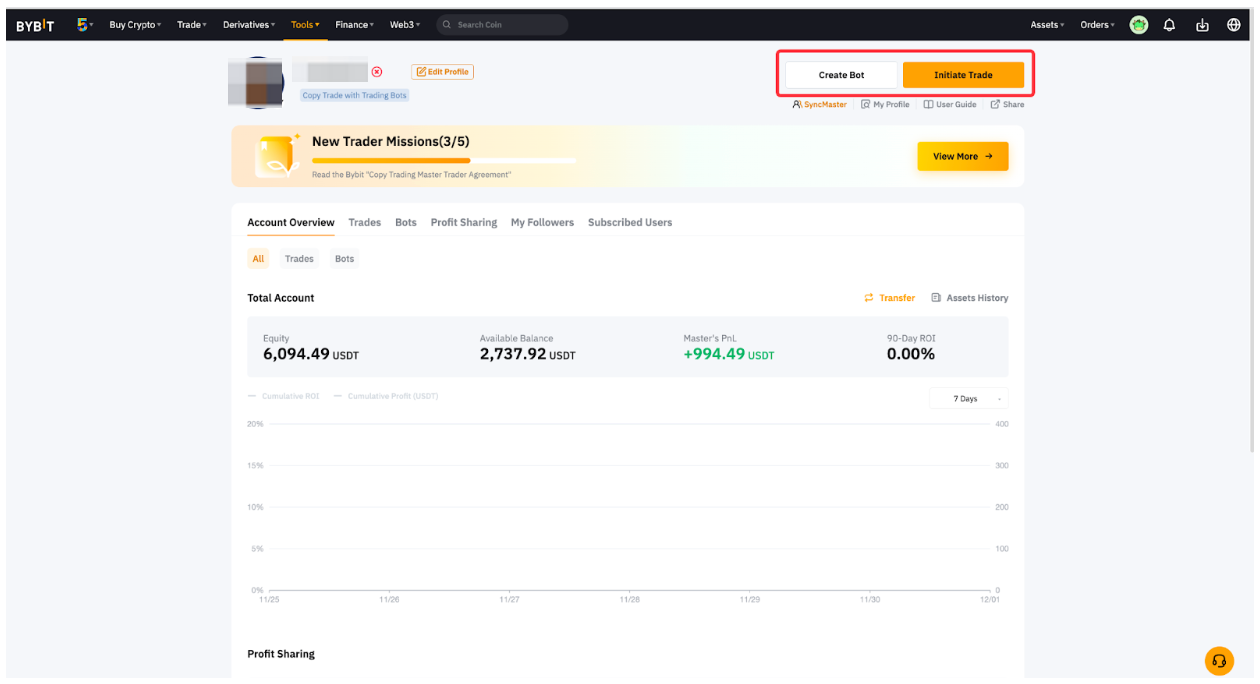 Initiating a trade or creating a bot