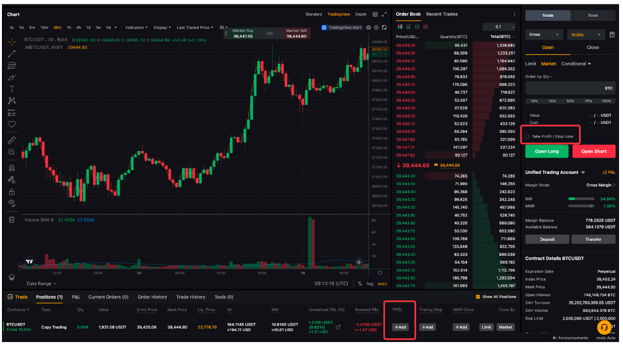 Setting take-profit and stop-loss