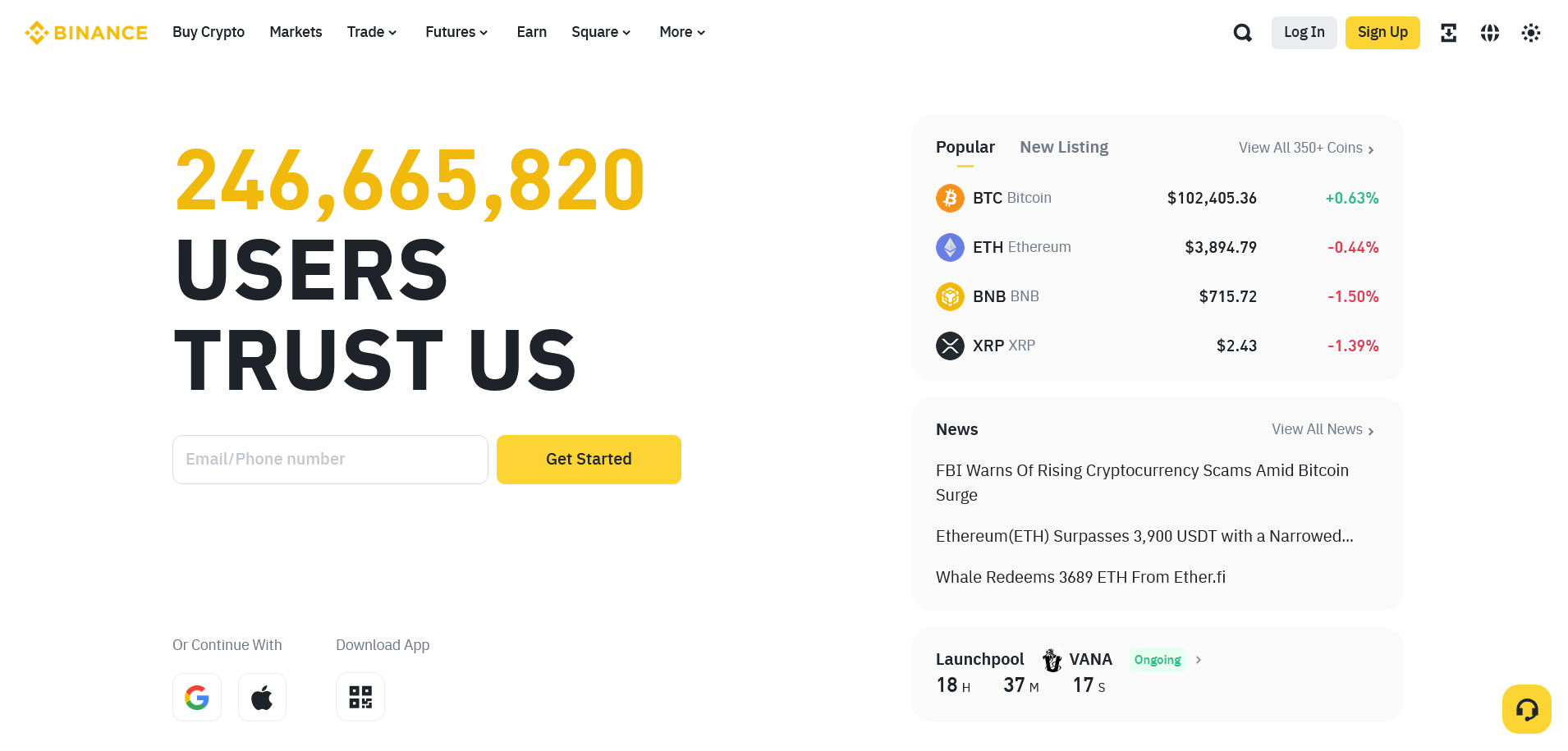 Account Opening on Binance