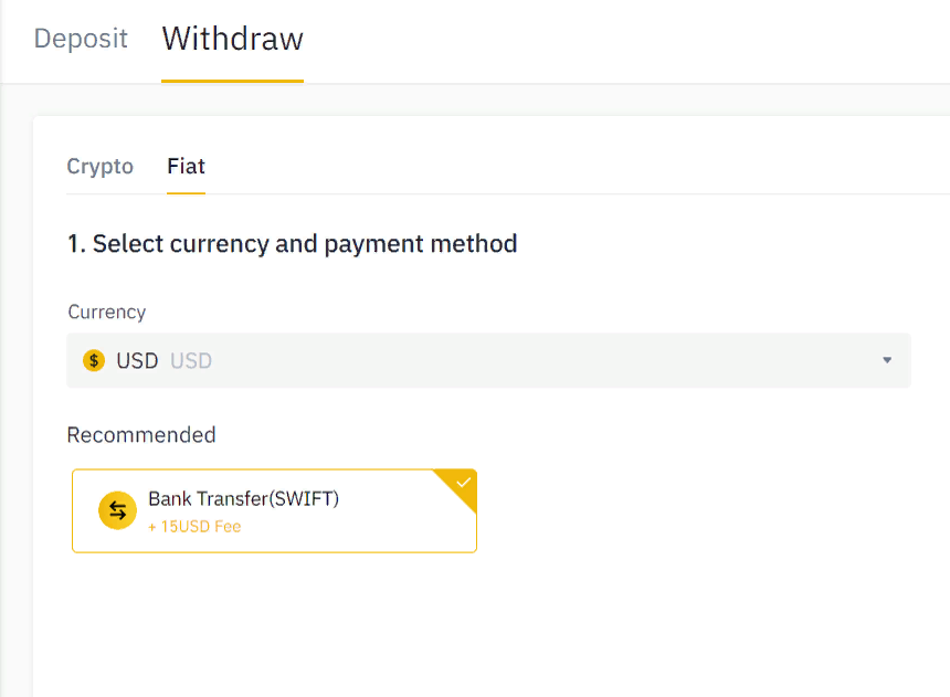 Fiat transfer from Binance