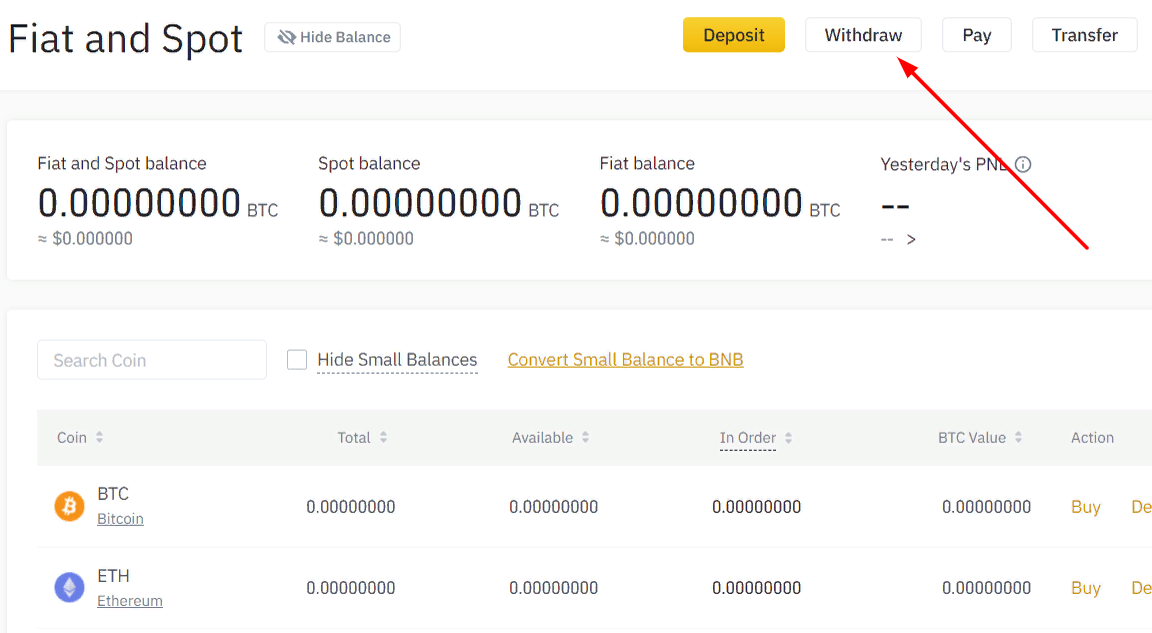 How to select withdrawal on Binance