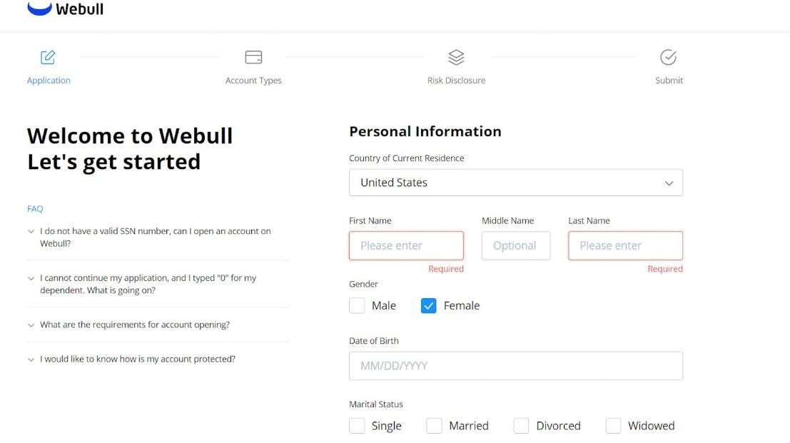Account Opening on Webull