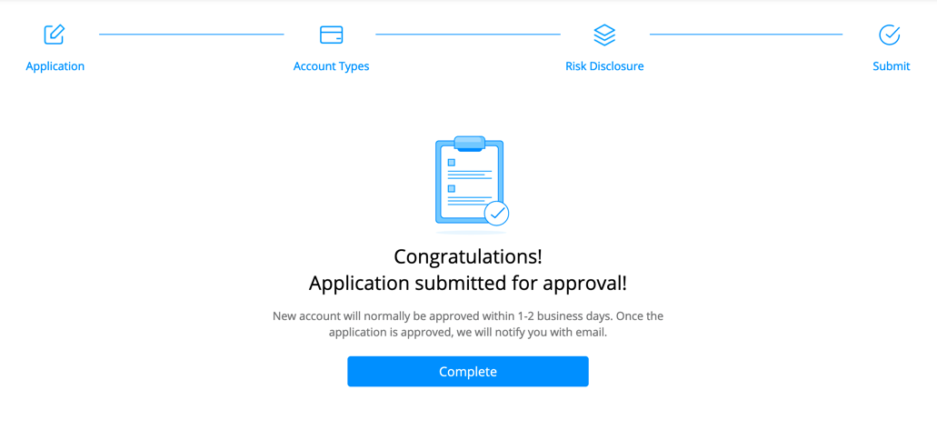 Submitted account on Webull