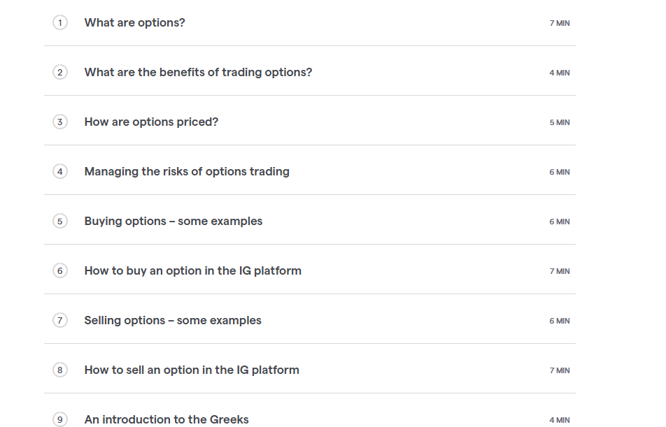 Key topics covered in the IG Group trading course