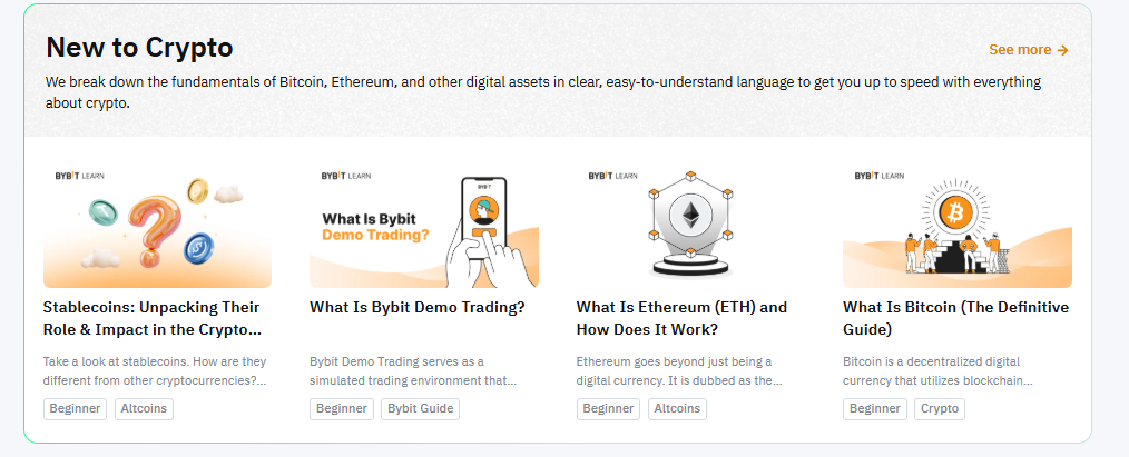 Live webinar options offered by Bybit