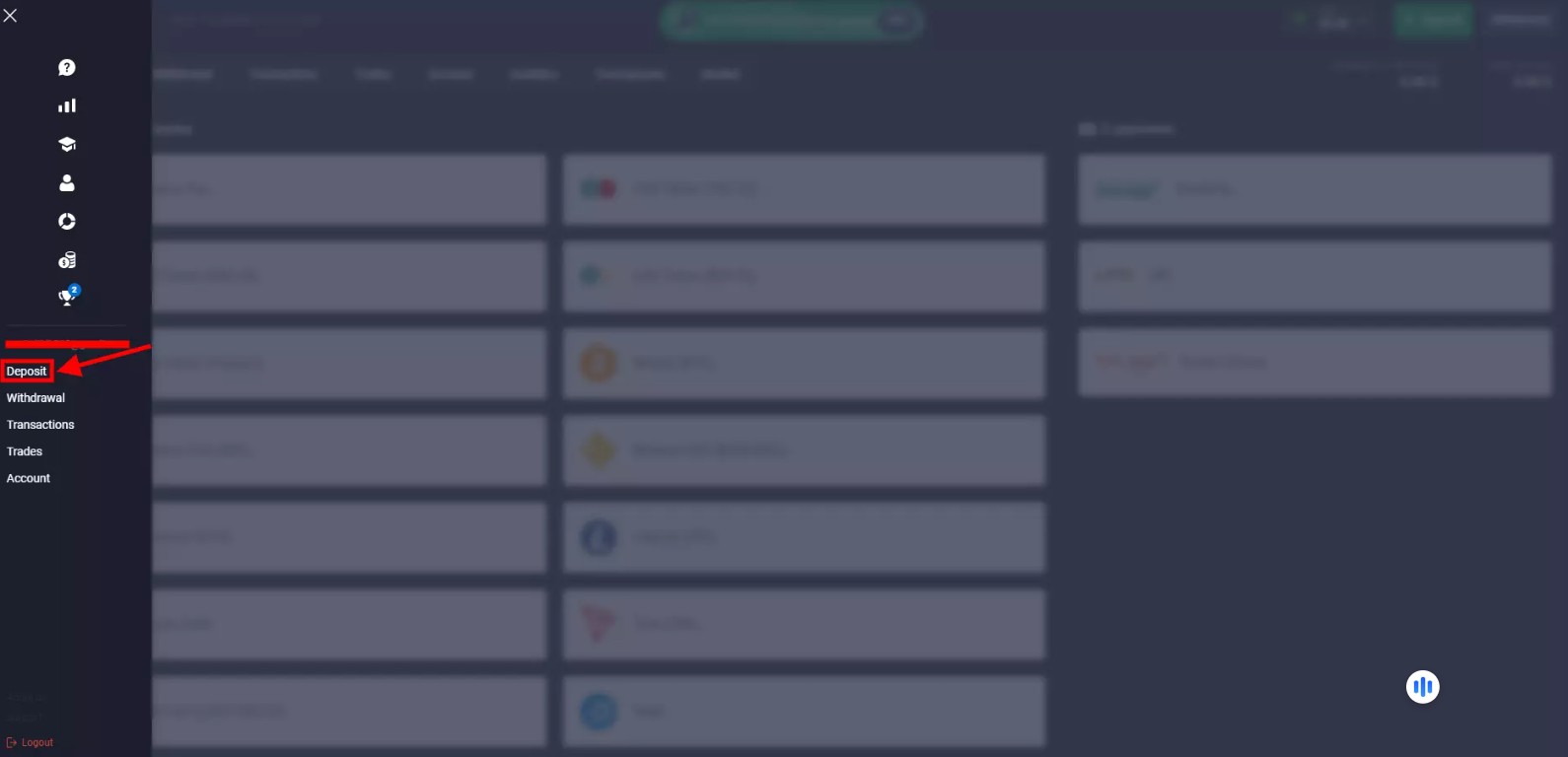 Select Deposit tab