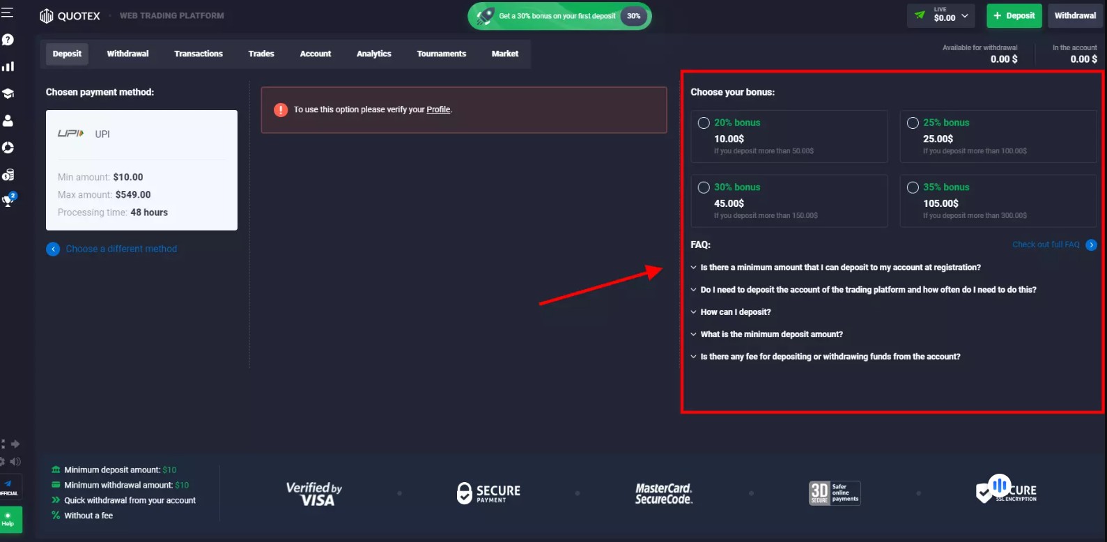 Select preferred bonus
