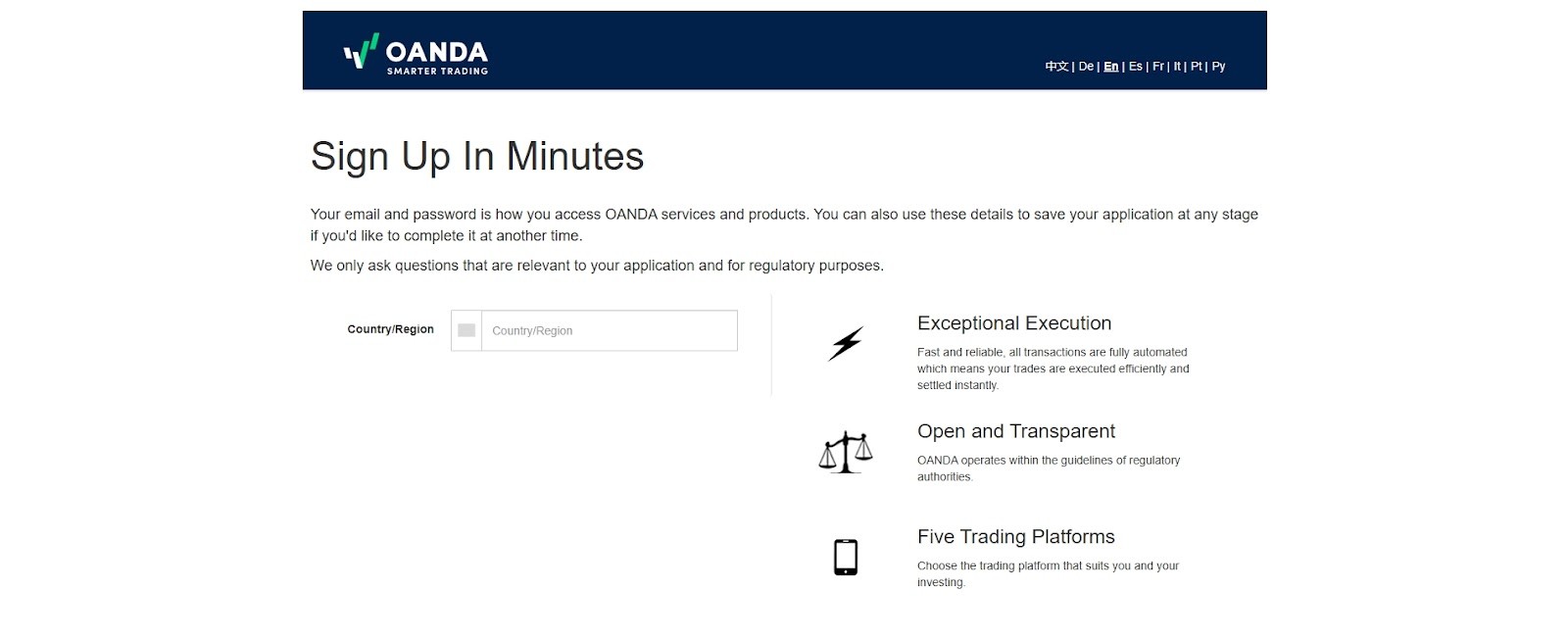 "Advanced Charts" option after signing up