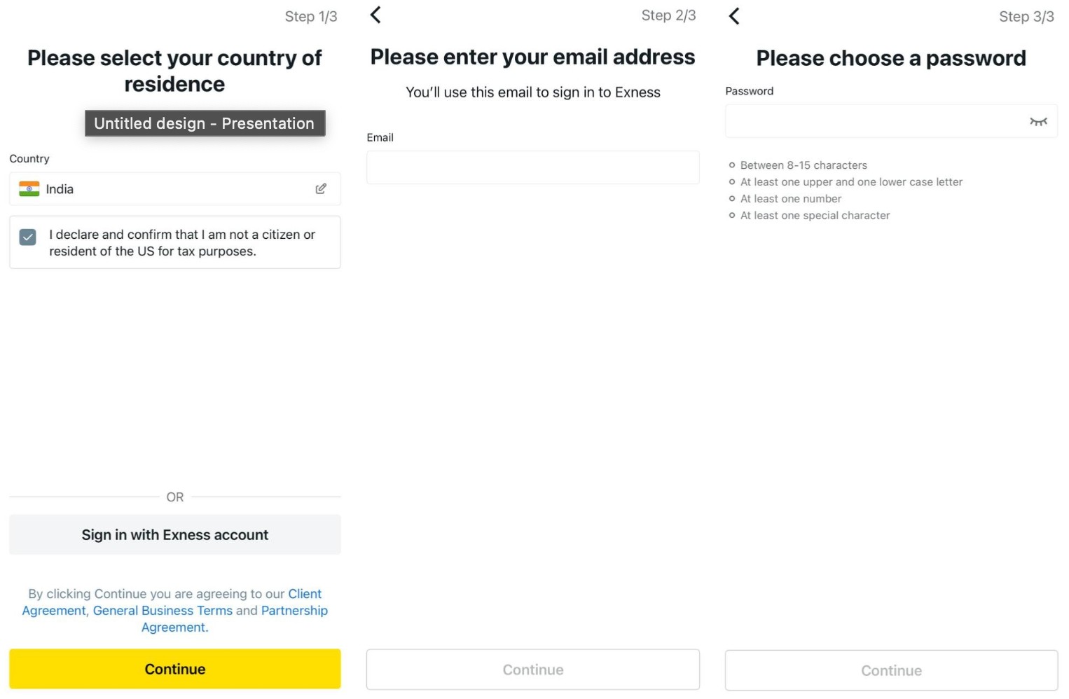 Exness social trading account creation