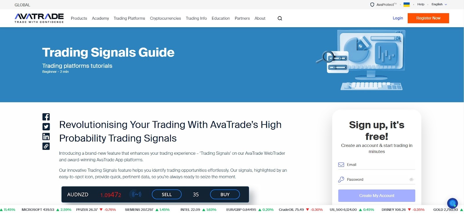 Educational offerings on AvaTrade