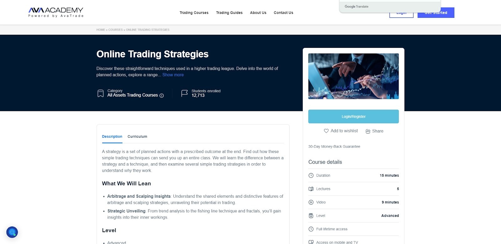 Online trading strategies course on AvaTrade