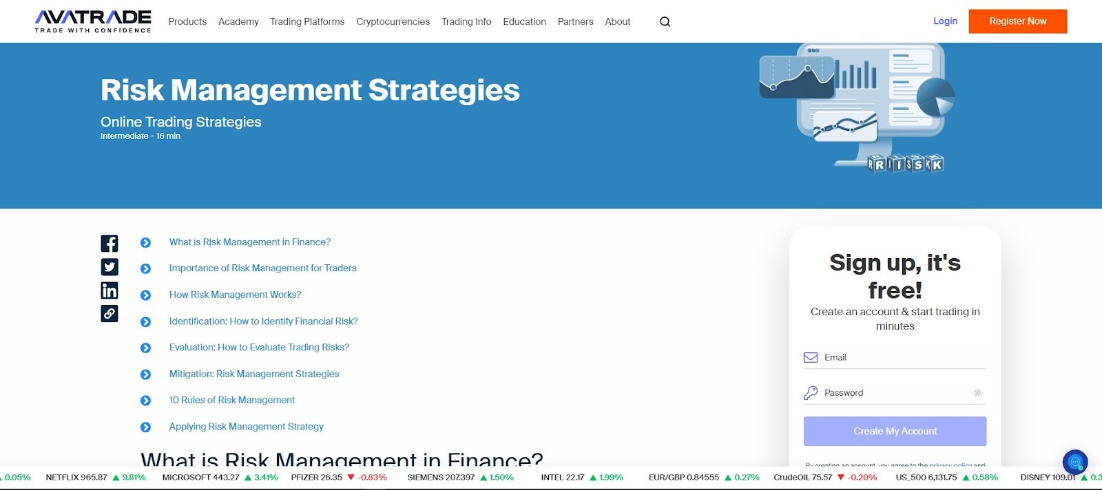 Risk management tools on AvaTrade