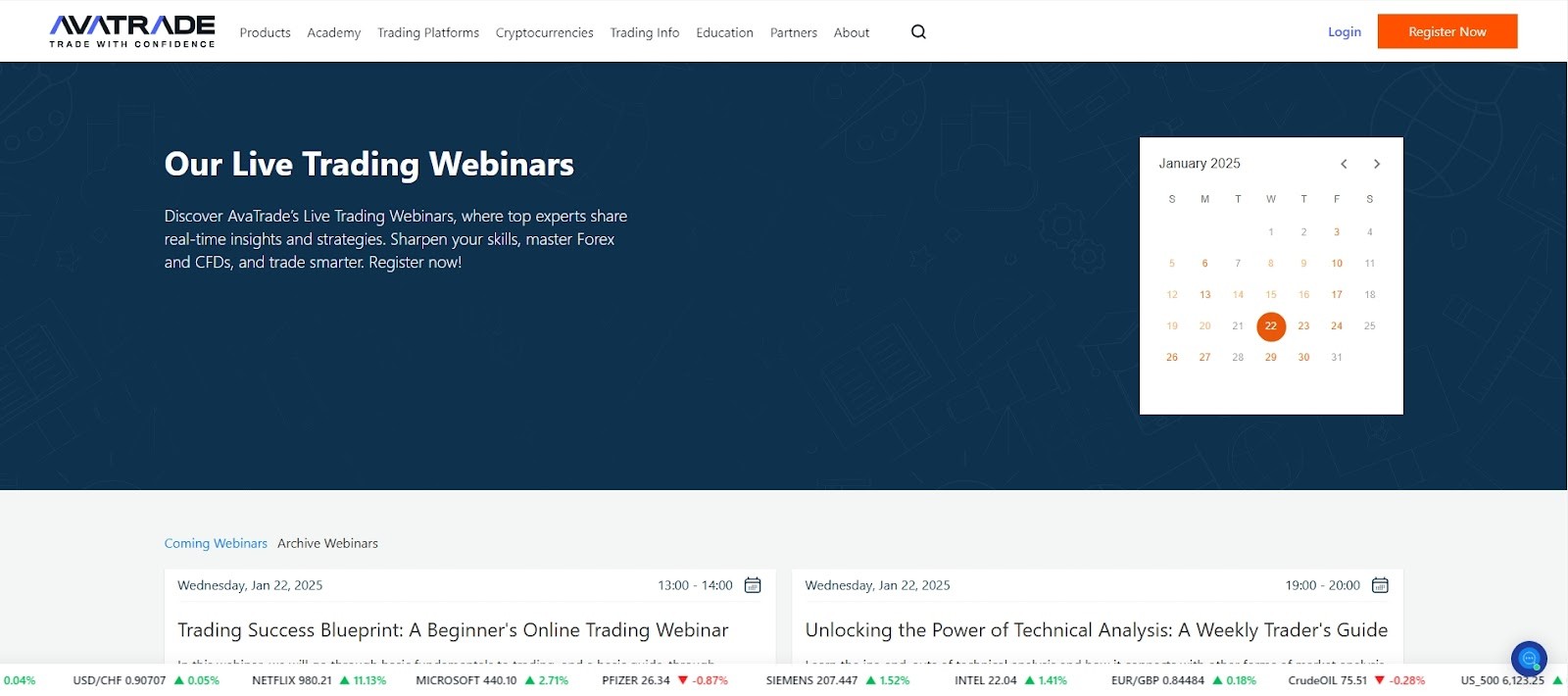 Webinars on AvaTrade