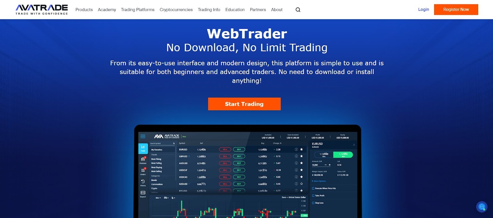 <span translate="no">WebTrader</span> on AvaTrade