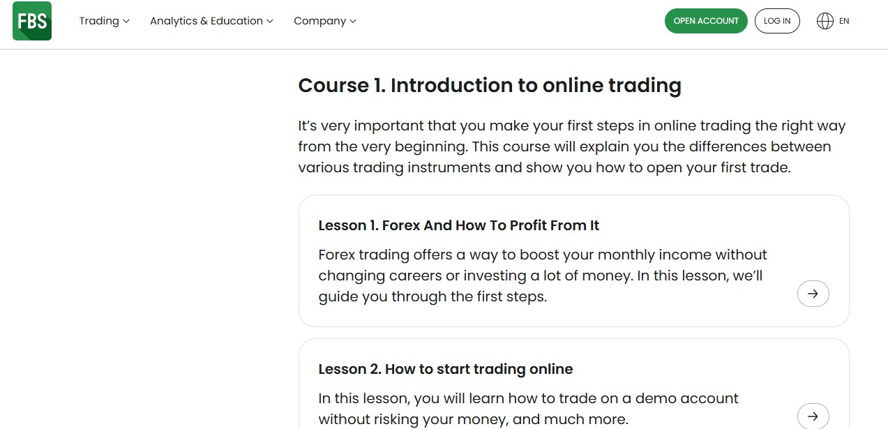 Beginner <span translate="no">FBS</span> courses