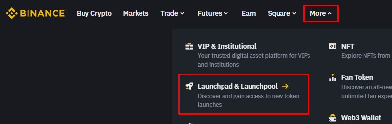 Accessing <span translate="no">Binance</span> Launchpad