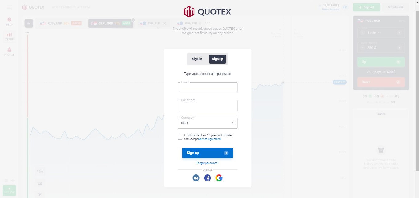  How to  register a real QUOTEX account