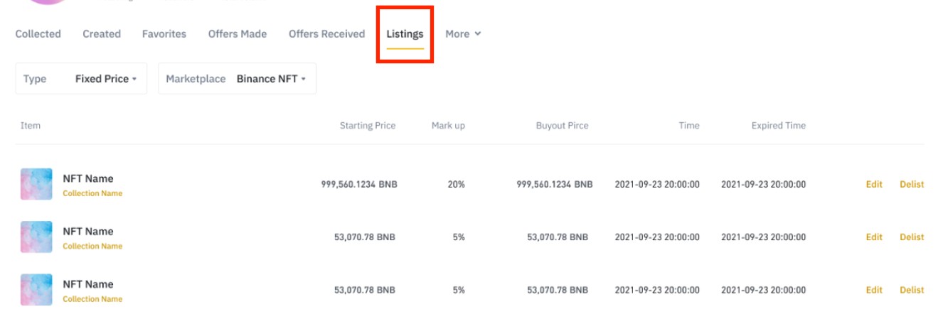 Выставление NFT на продажу