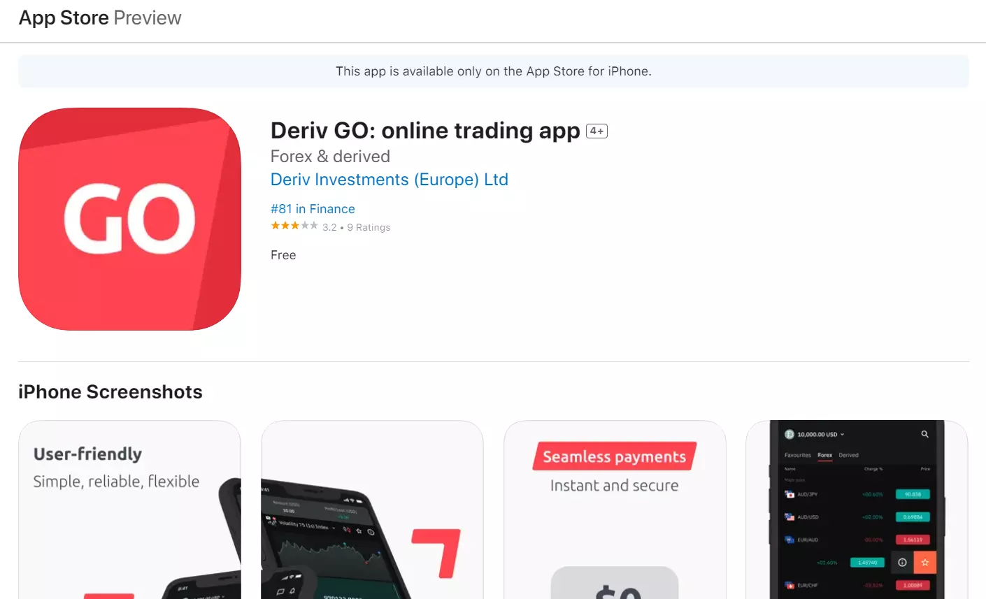 Deriv download for iOS Illustration