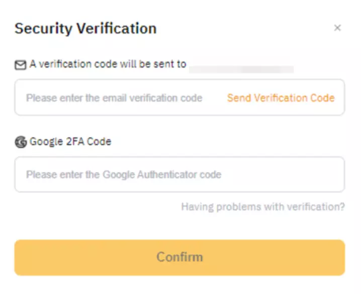 Confirm withdrawal with 2FA codes