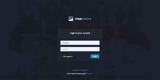 Login in to the VideForex account