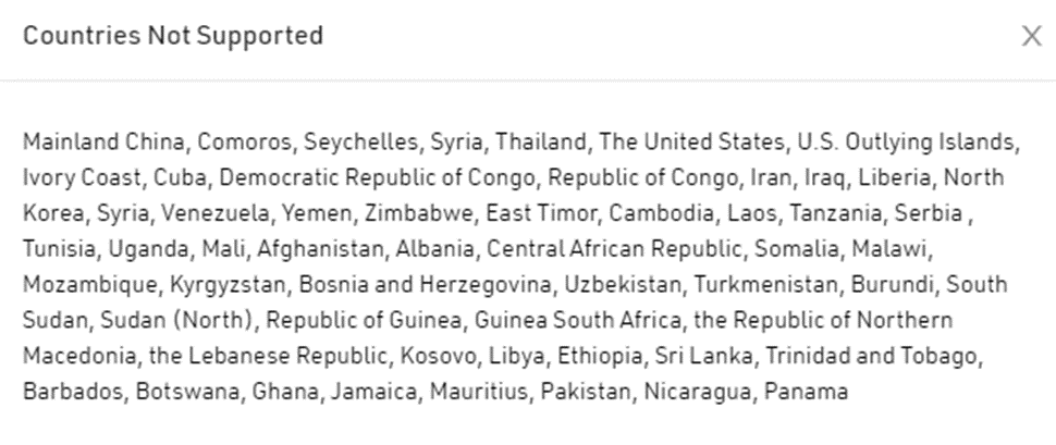 Photo: Countries Not Supported