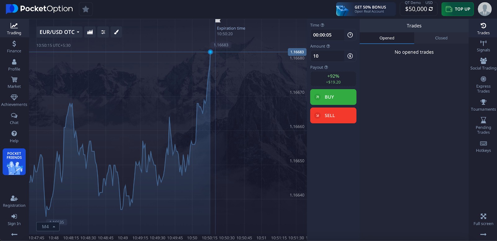 Pocket Option demo account