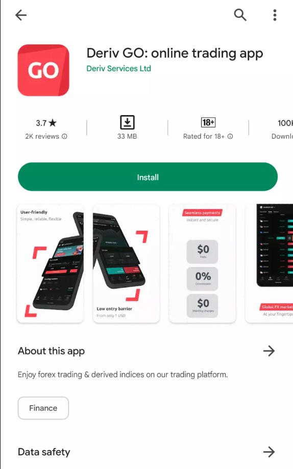 Приложение Deriv в Google Play