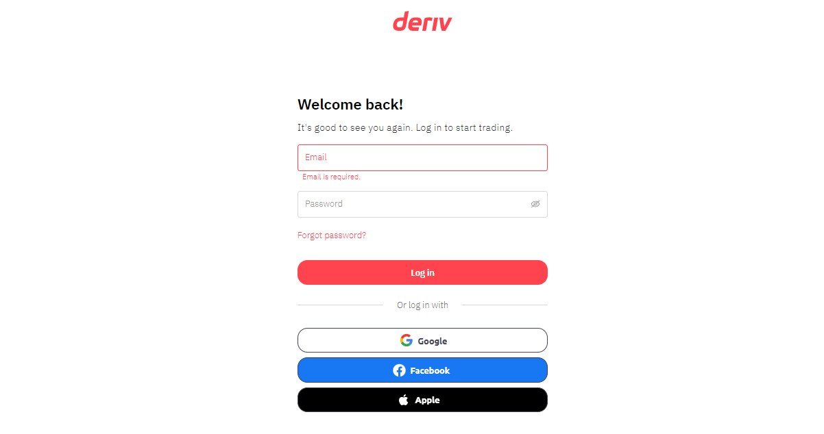 Ввод пользовательских данных на Deriv