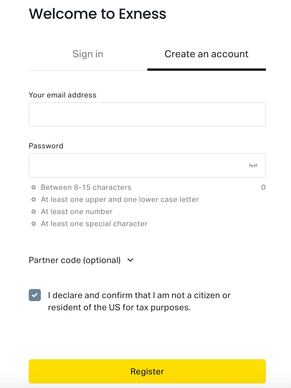 How to register on Exness