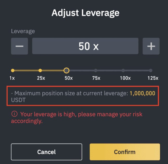 Выбор размера кредитного плеча на Binance