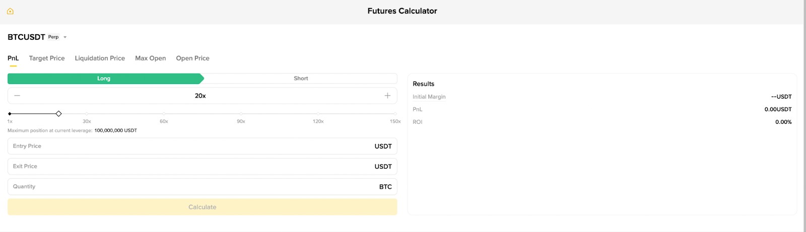 Калькулятор для ф’ючерсів на Binance
