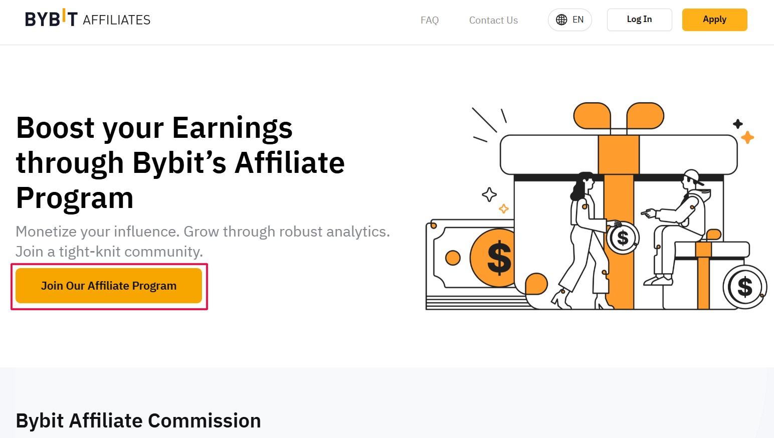 Кнопка “Join Our Affiliate Program" на Bybit Affiliates