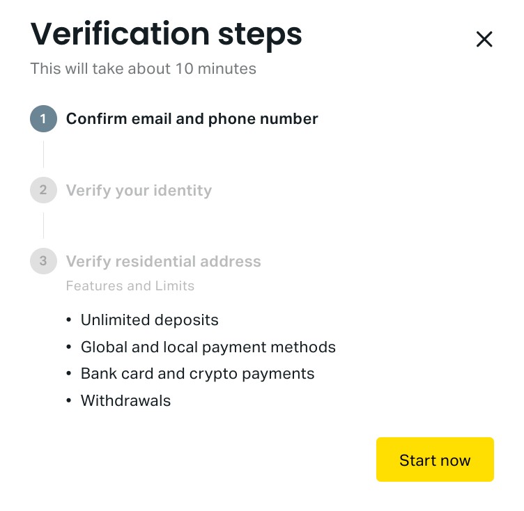Exness verification steps