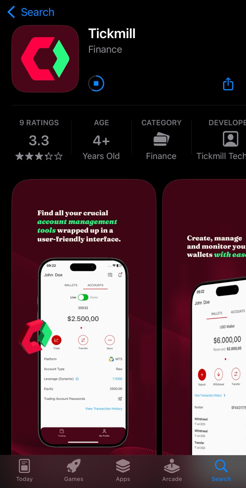 Установка приложения Tickmill