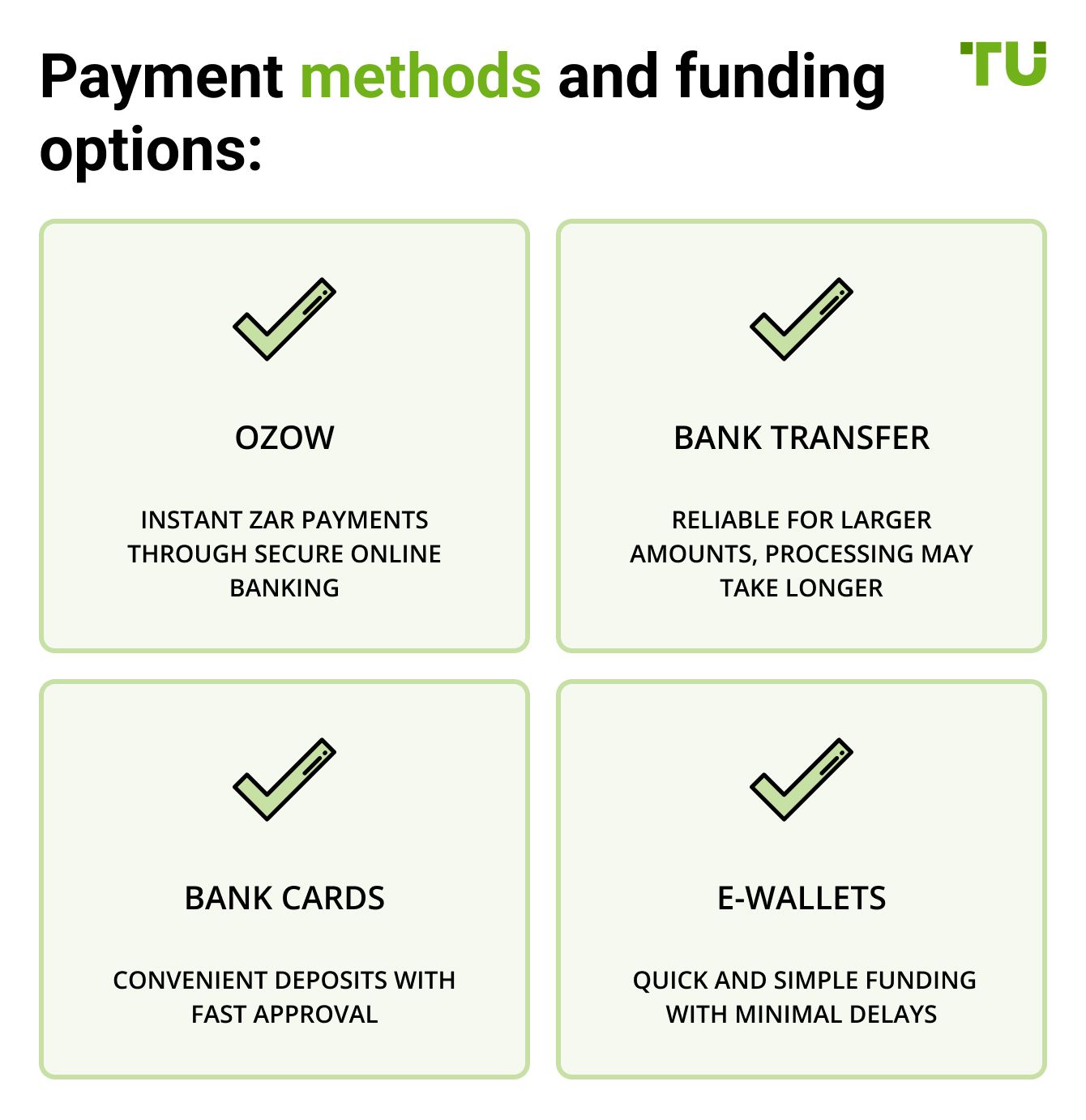 Payment methods and funding options