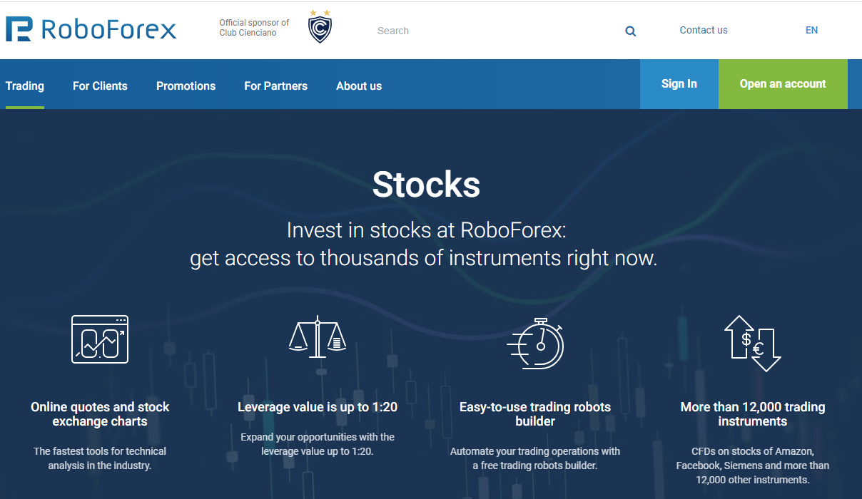 Image: RoboForex official website